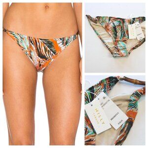 Milly Cabana Positano Tropical Floral Side Bikini Bottom Bamboo Hardware Small
